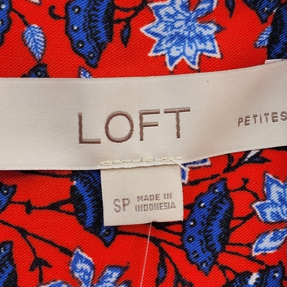 Loft Women's Border Floral Tie Waist Dress - SP - Picture 4 of 8